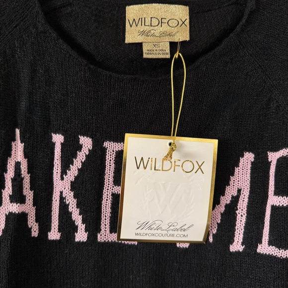 NWT Wildfox Oversized Take Me on Vacation Black Wool Blend Sweater XS - Picture 2 of 7